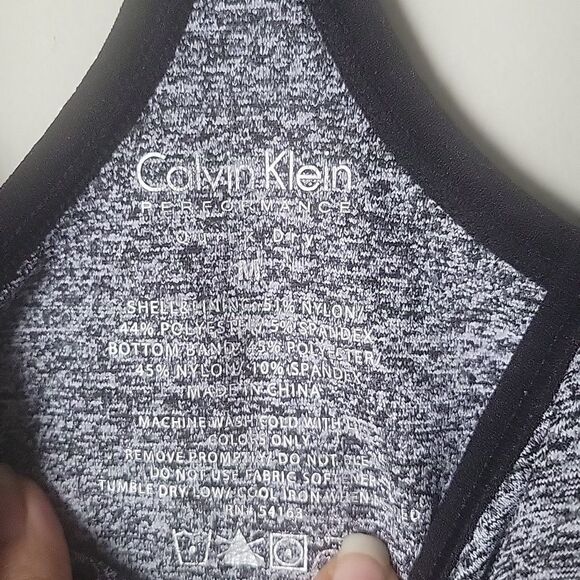 NWT Calvin Klein M Performance Low-impact Racerback Black Grey Sext Sports Bra - Picture 7 of 10